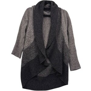 Eileen Fisher Women's Cardigan Size LP Black Gray Open Front Quiet‎ Luxury